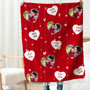 Custom couple names photo hearts Blanket 