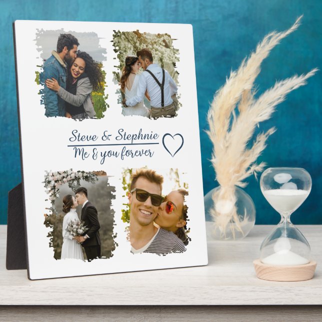 Custom Couple Photo Collage with Any Text Plaque (Side)