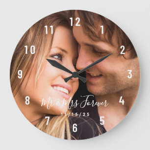 Custom Couple Photo Established Date Large Clock