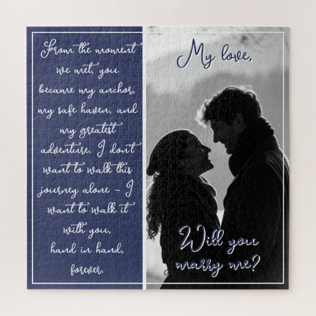 Custom Couple Photo Proposal Will You Marry Me Jigsaw Puzzle (Vertical)