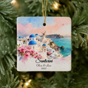 Custom Couple’s Travel Keepsake Ceramic Ornament