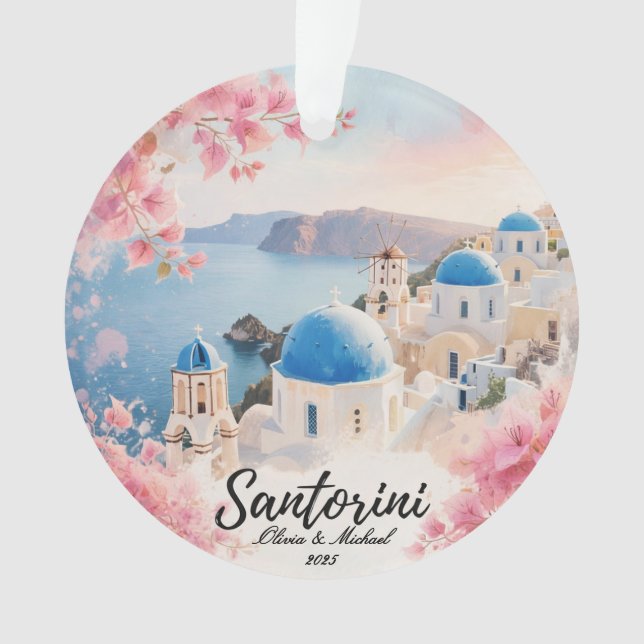 Custom Couple’s Travel Keepsake Ornament (Front)