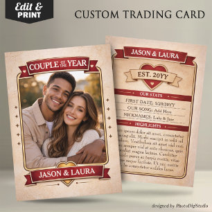 Custom Couple Trading Card, Custom Anniversary  Calling Card