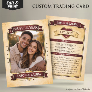 Custom Couple Trading Card, Custom Anniversary  Calling Card