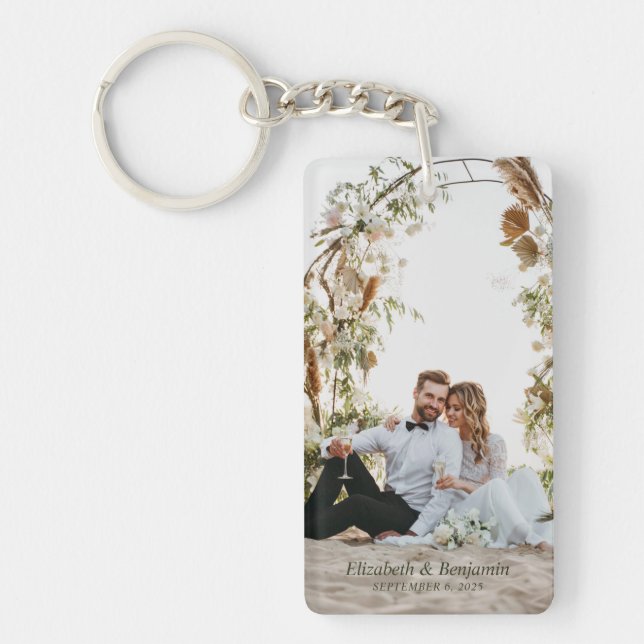 Custom Couple Wedding Keepsake Photo  Keychain (Front)