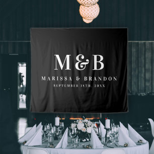 Custom Couple Wedding Monogram Initials Banner  Tapestry