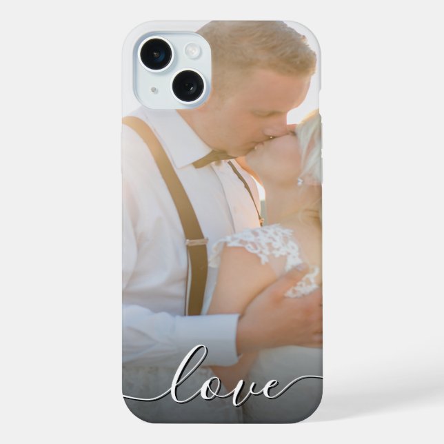 Custom Couple Wedding Photo Love Script iPhone Case (Back)