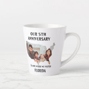Custom couple wedding vacation USA shape photo Latte Mug