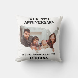 Custom couple wedding vacation USA shape photo Throw Pillow