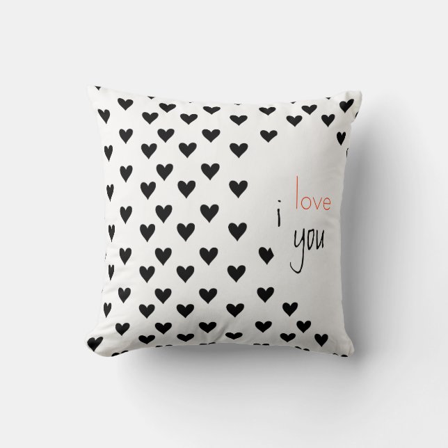 Custom Couples Black White Anniversary Valentine's Throw Pillow (Front)
