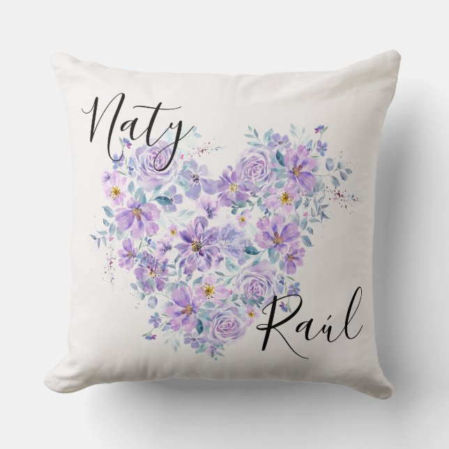 Custom Couples Cojines in Lila Tones Throw Pillow (Front)