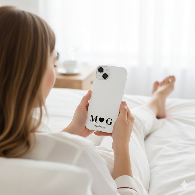 Custom Couples Monogram Heart Mark iPhone Case (Custom Couples Monogram Heart Mark iPhone 14 Case)