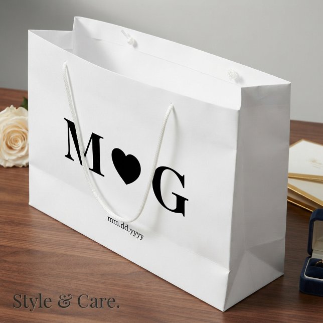 Custom Couples Monogram Large Gift Bag for Gifts (Custom Couples Monogram Large Gift Bag for Gifts)