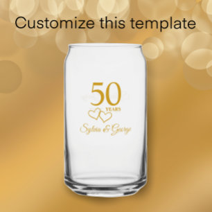 Custom Couples Name Keepsake 50th Anniversary Gift Can Glass