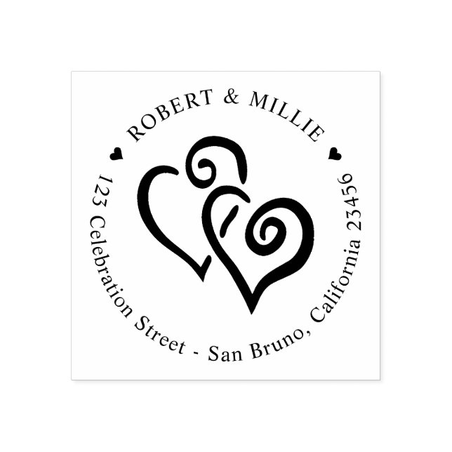 Custom Couples Names Round Return Address Wedding Rubber Stamp (Imprint)