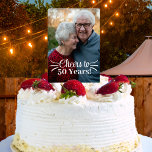 Custom Couples Photo Cheers 50th Anniversary Cake Pick<br><div class="desc">This easy to customize cake topper is the perfect addition to your golden wedding anniversary party! What more do you need than a beautiful photo of the happy couple atop a gorgeous cake? Use an old photo of their wedding day or a current photo together - either way, this is...</div>