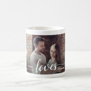 Custom Couples Photo Love Script Coffee Mug
