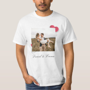 Custom Couples Photo Name Text Personalized T-Shirt
