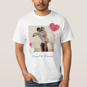 Custom Couples Photo Name Text Personalized T-Shirt