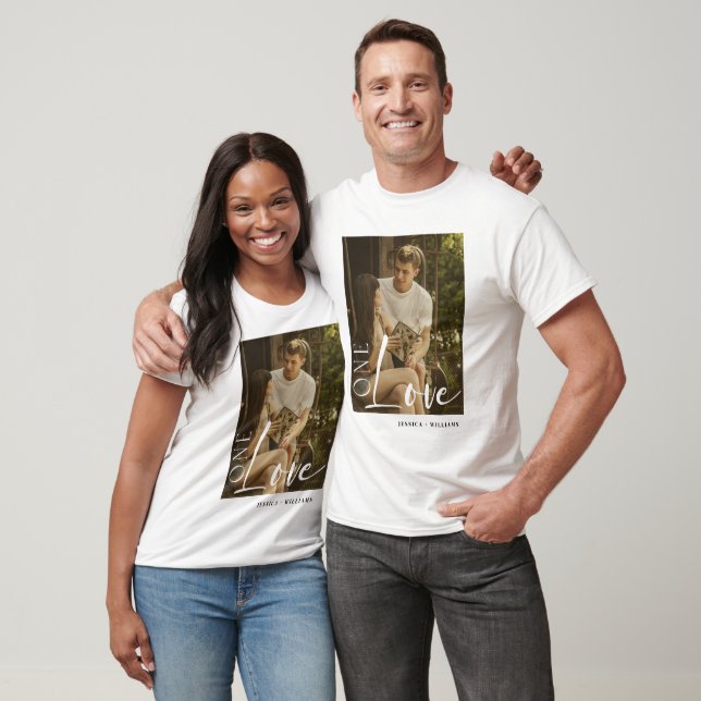 Custom Couples Photo T-Shirt Personalized One Love (Unisex)