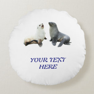 Custom Couples Photo Text T-Shirt Template Round Pillow