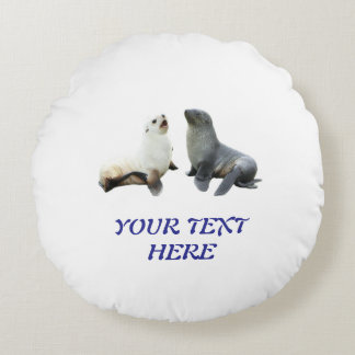 Custom Couples Photo Text Template Round Pillow