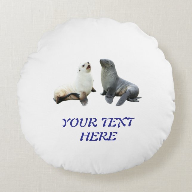 Custom Couples Photo Text Template Round Pillow (Front)