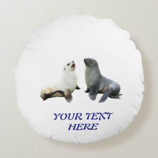 Custom Couples Photo Text Template Round Pillow