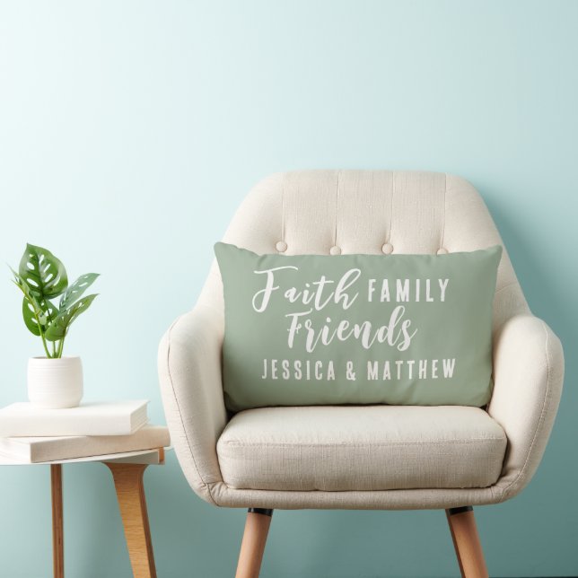 Custom Couples Sage Faith Family Friends Lumbar Pillow (Chair)