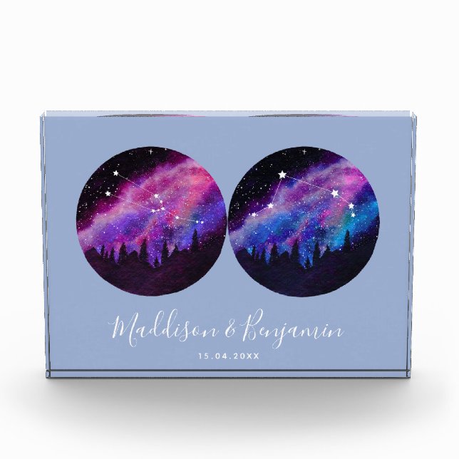 Custom Couples Zodiac Gifts Any Horoscope Photo Block (Front)