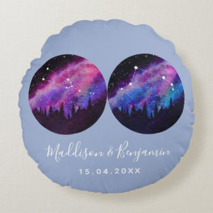 Custom Couples Zodiac Gifts Any Horoscope Round Pillow