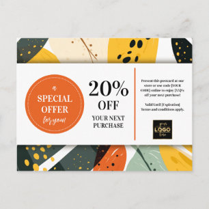 Custom Coupon Discount Modern Abstract Pattern Postcard