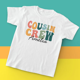 Custom Cousin Crew Groovy Colourful Retro Matching T-Shirt