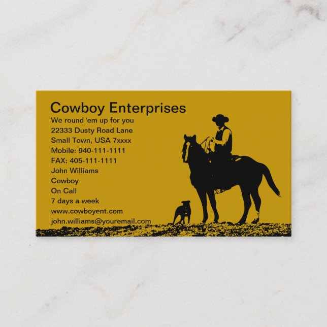 Custom Cowboy Business Cards - Customize for you (Front)