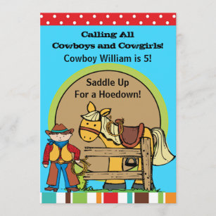 Custom Cowboy Hoedown Western Birthday Invitation