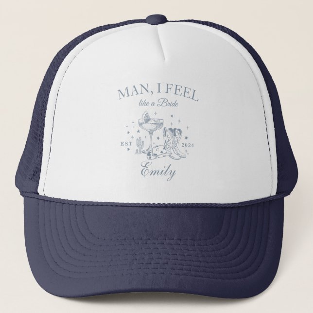 Custom Cowgirl Bachelorette Party Social Club Trucker Hat (Front)