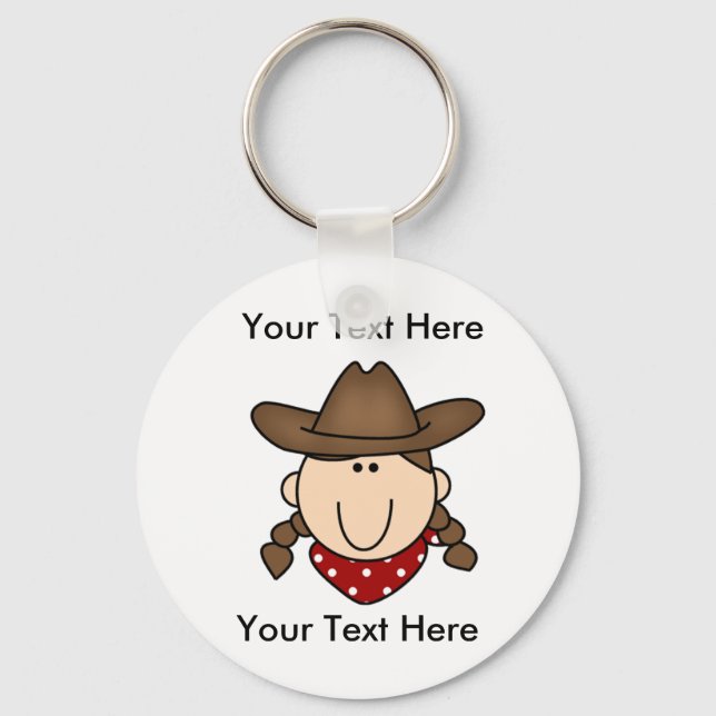 Custom Cowgirl Brown Keychain (Front)
