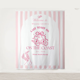 custom cowgirl last toast on the coast pink tapestry