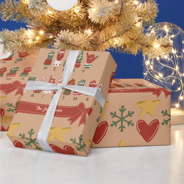 Custom Cozy ASL Merry Christmas Wrapping Paper (Holidays)