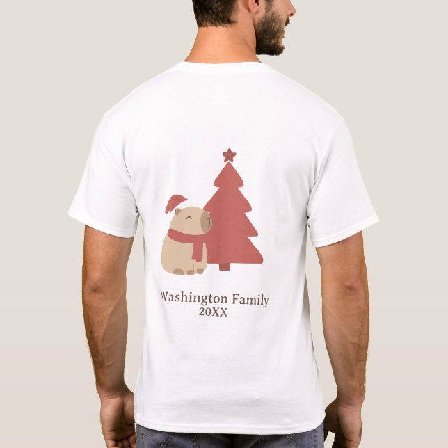 Custom Cozy Capybara Christmas T-Shirt (Back)