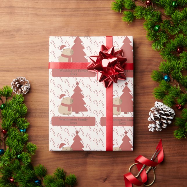 Custom Cozy Capybara Christmas Wrapping Paper (Holiday Gift)