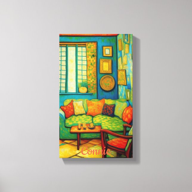 Custom Cozy Living Room Scene Painting  Canvas Print (Front)