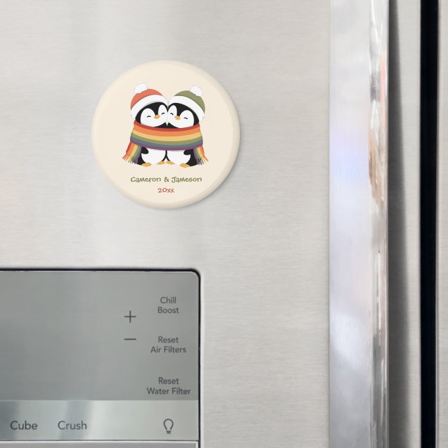 Custom Cozy Pride Penguins Christmas Magnet (In Situ (Fridge))