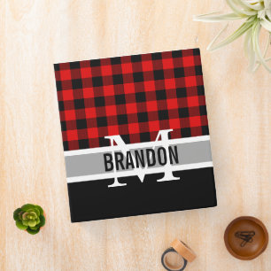 Custom Cozy Red Black Buffalo Check Plaid Pattern Binder