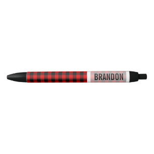 Custom Cozy Red Black Buffalo Check Plaid Pattern Ink Pen