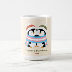 Custom Cozy Trans Penguins Christmas Coffee Mug