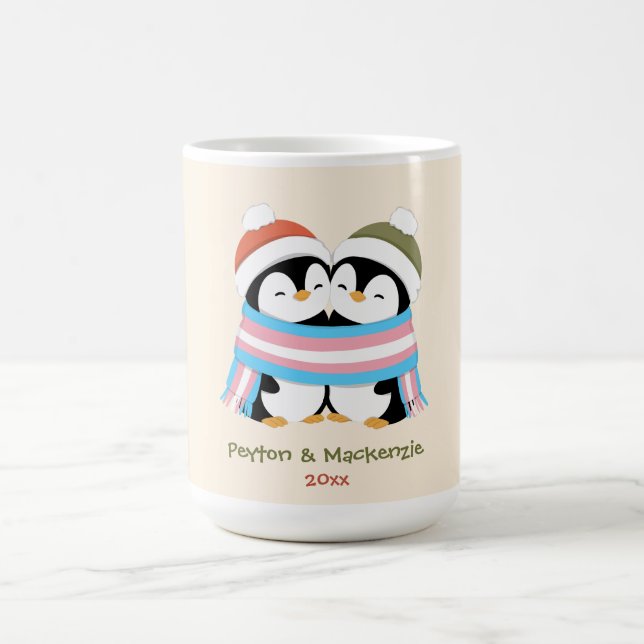 Custom Cozy Trans Penguins Christmas Coffee Mug (Center)