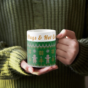 Custom Cozy Ugly Sweater   Hugs & Hot Cocoa  Coffee Mug