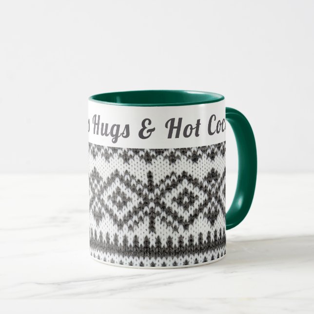 Custom Cozy Ugly Sweater | Hugs & Hot Cocoa  Mug (Front Right)