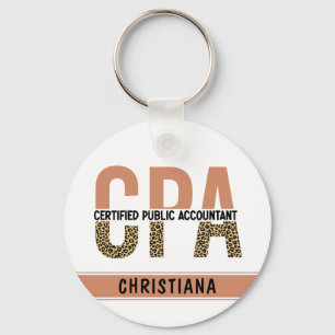 Custom CPA Certified Public Accountant Leopard  Keychain